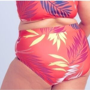 Lane Bryant Swim bikini bottom in Coral & Palm design 22/24